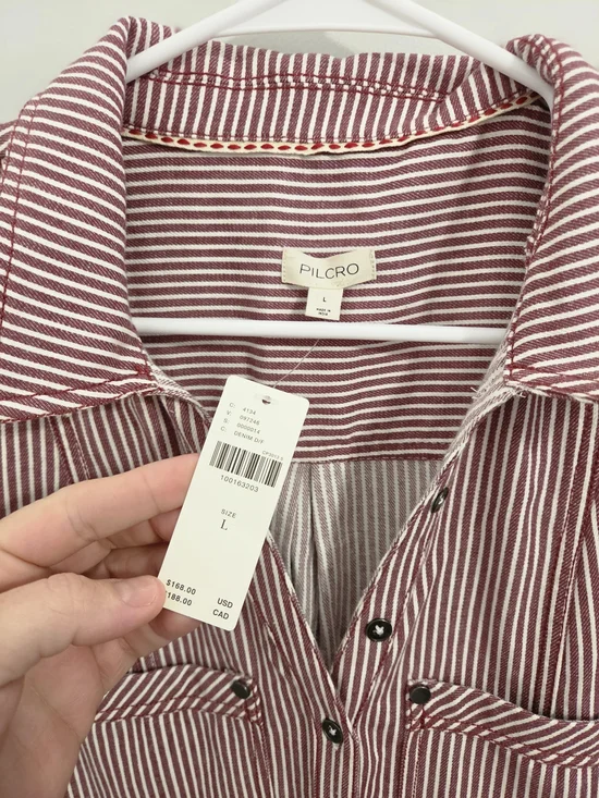 Pilcro by Anthropologie Sleeveless Denim Drawstring Romper in a railroad stripe - Picture 5 of 6